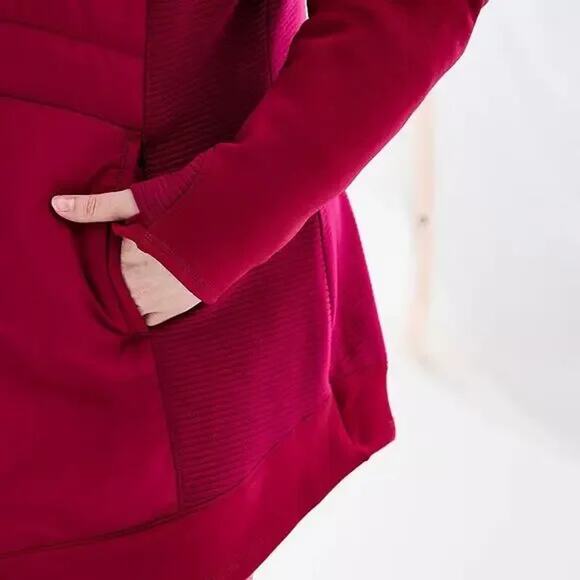 Tek Gear Quilted Long Mixed Media Jacket Midweight Full Zip Hooded Size M - Picture 3 of 12